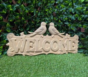 Welcome Sign with Birds carved in MDF